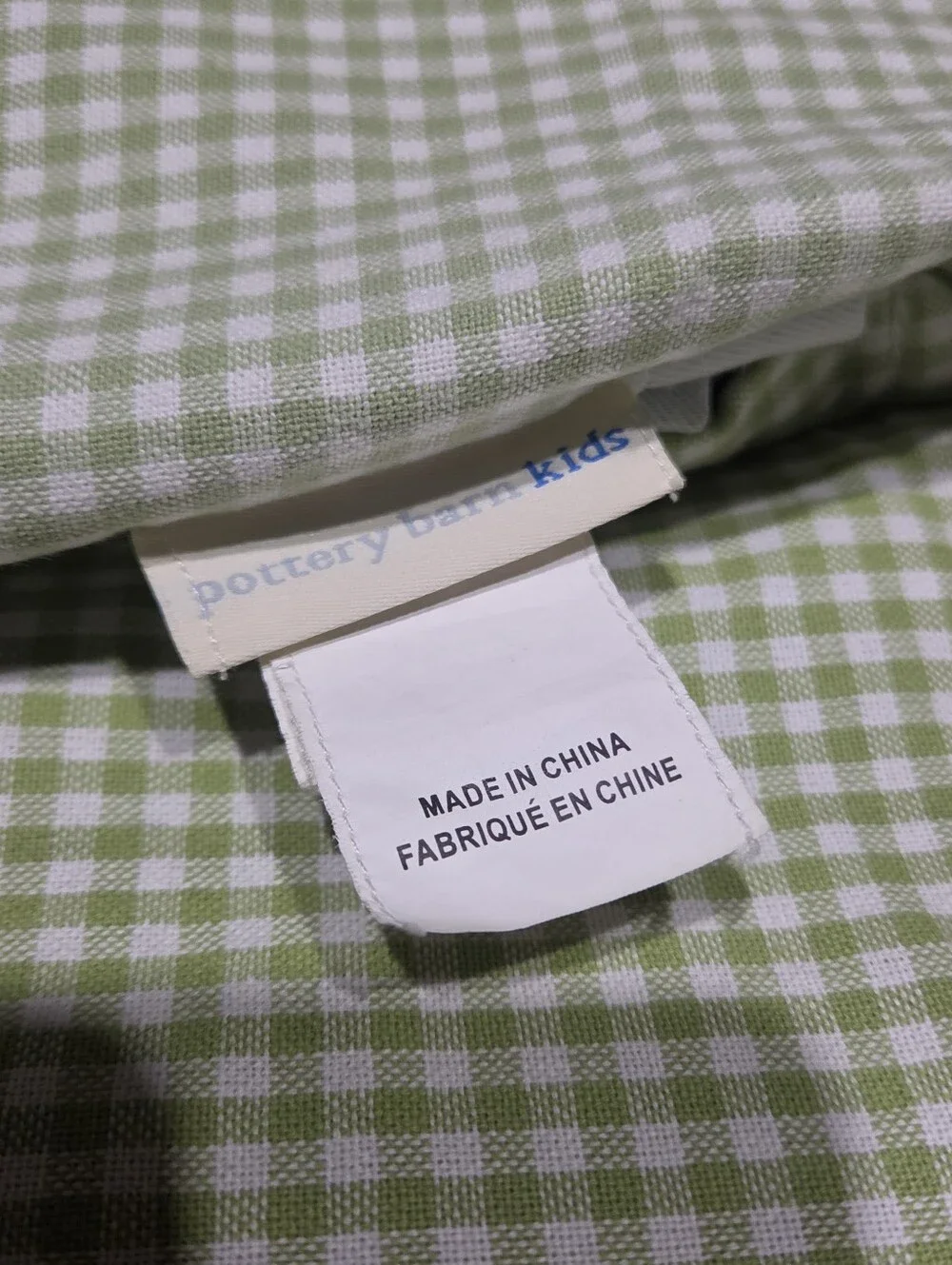 Pottery Barn Kids Green Gingham Lined Curtain Panels 44